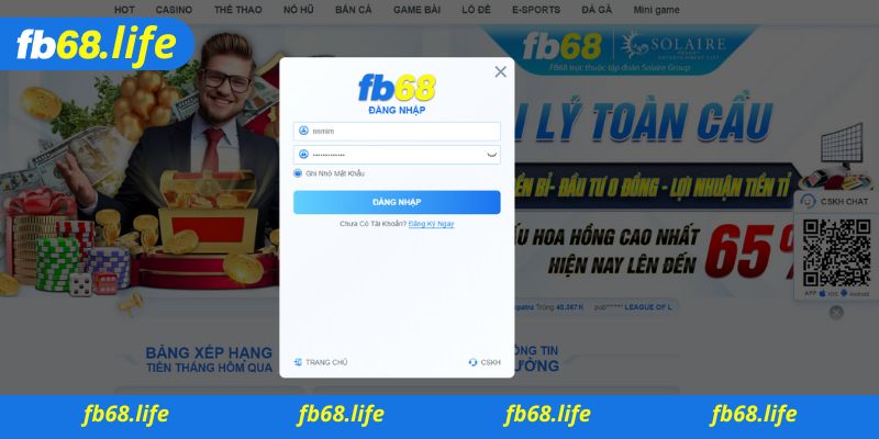 Những bước đăng nhập Fb68